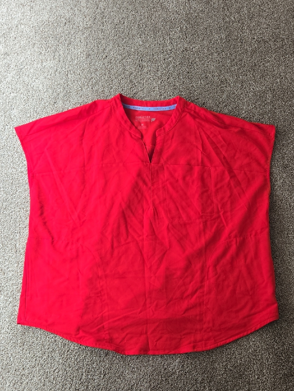Fabletics Men's Bright Red Split-Neck Short Sleeve Tee